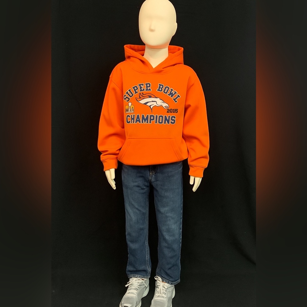 Denver Broncos 2015 Superbowl 50 Champions Orange Hoodie Youth Large 14/16 NFL